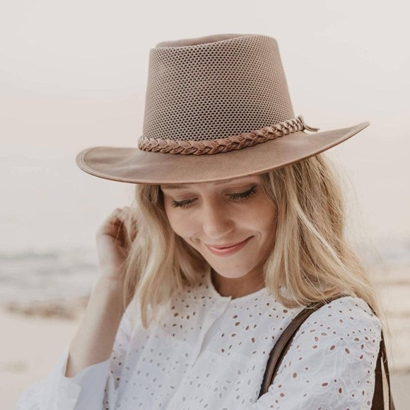 American Hat Makers | Women\'s Wide Brim Leather Sun Hat Size Large main image 7